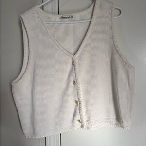 Abercrombie & Fitch Cream Ribbed Button Tank